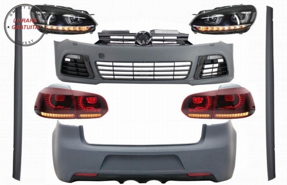 Pachet Complet Exterior VW Golf VI 6 MK6 (2008-2013) R20 Look cu Faruri LED si Sto- livrare gratuita