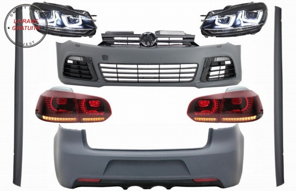 Pachet Complet Exterior VW Golf VI 6 MK6 (2008-2013) R20 Look cu Faruri LED RHD si- livrare gratuita