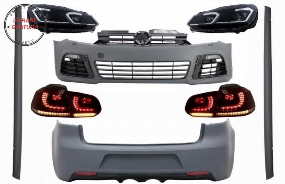 Pachet Complet Exterior VW Golf VI 6 MK6 (2008-2013) R20 Look cu Faruri LED si Sto- livrare gratuita
