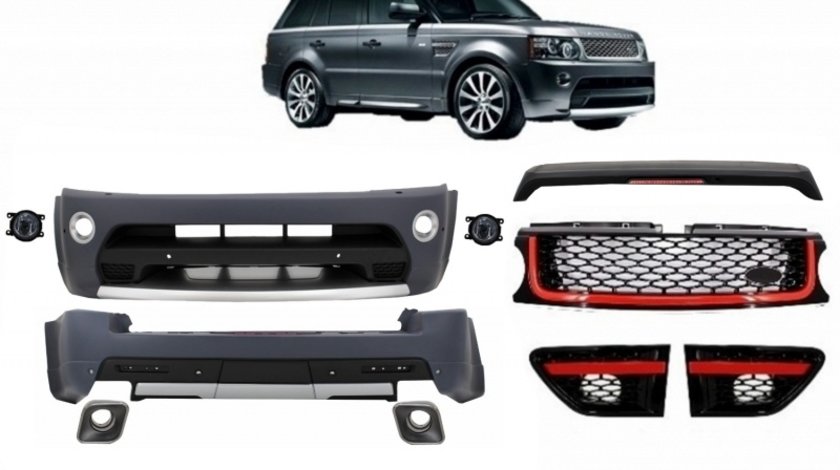 Pachet Exterior Autobiography Design Compatibil Cu Range Rover Sport Facelift 2009-2013 L320 Cu Grila Centrala Si Grile Laterale Rosu/Negru COCBRRSFLRB