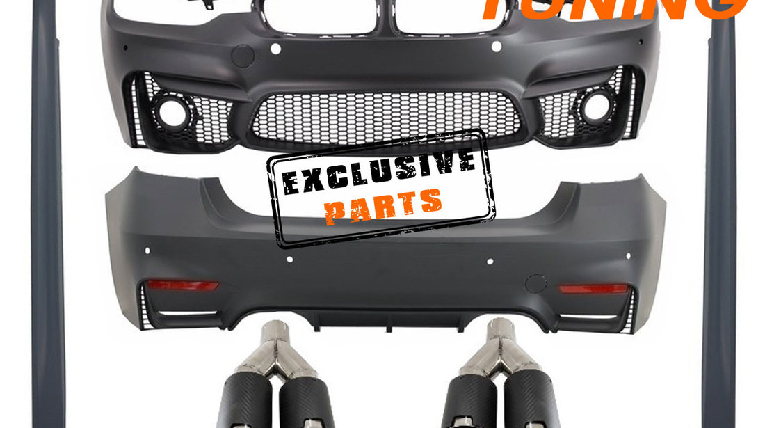 Pachet Exterior BMW seria 3 F30 (dupa 2011) EVO II M3 Design cu Ornamente Tobe Evacuare Carbon