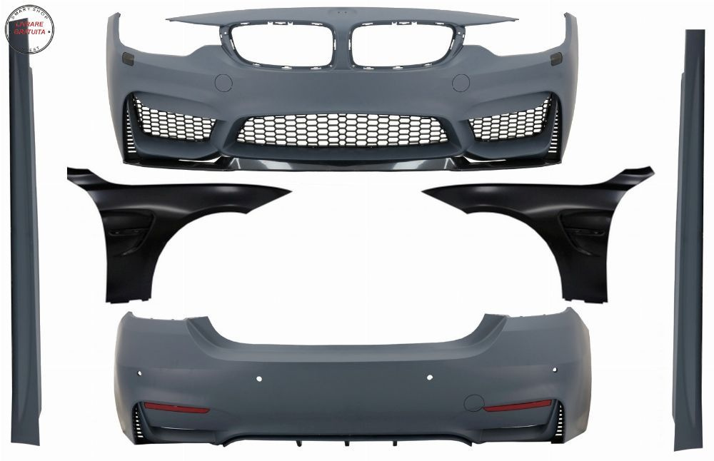 Pachet Exterior Complet cu Aripi Laterale Negre BMW Seria 4 F32 F33 Coupe Cabrio (- livrare gratuita