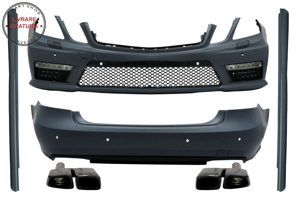 Pachet Exterior Complet cu Ornamente Evacuare Negre Mercedes E-Class W212 (2009-20- livrare gratuita