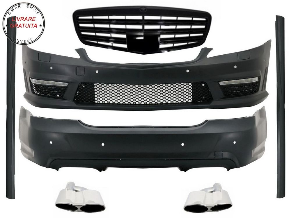 Pachet Exterior Complet Mercedes S-Class W221 (2005-2011) cu Grila Negru Lucios si- livrare gratuita