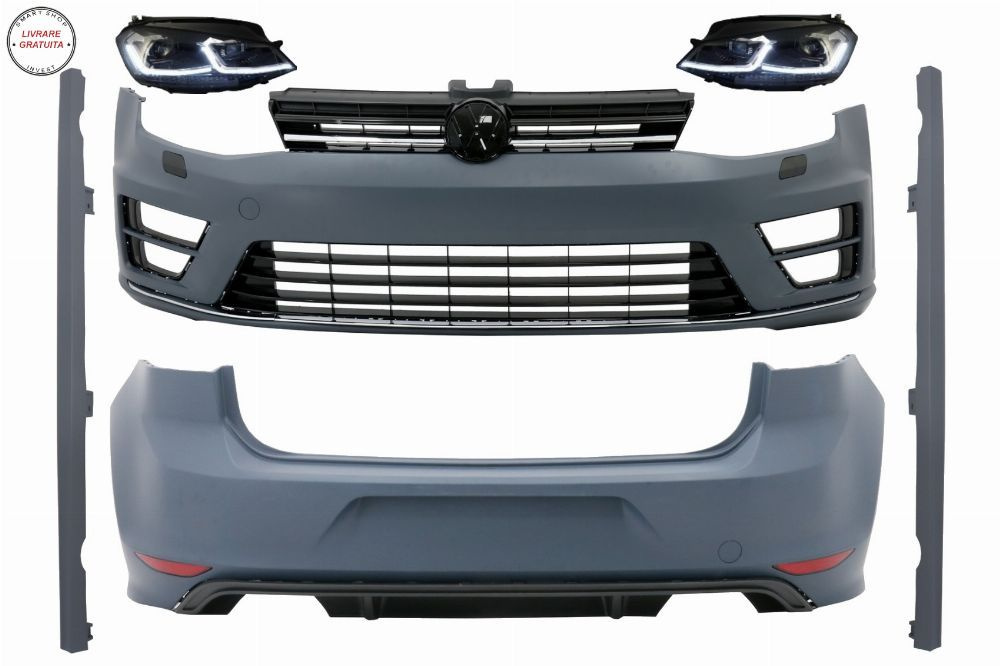 Pachet Exterior cu Faruri Bi-Xenon Look G7.5 Look LED Semnal Dinamic VW Golf 7 VII- livrare gratuita