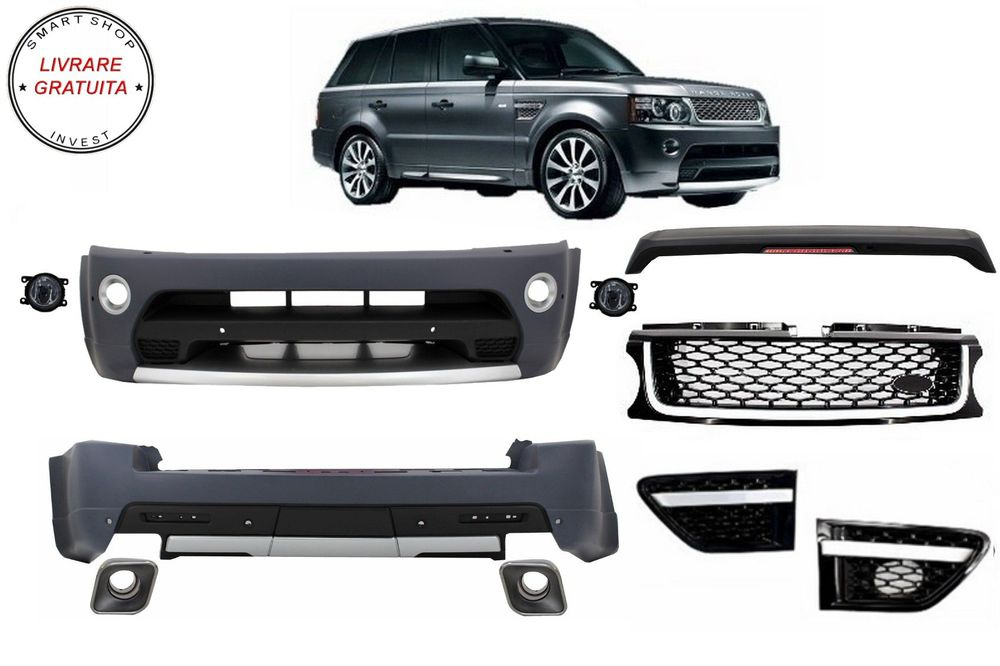 Pachet Exterior cu Grila Centrala Neagra Land Range Rover Sport L320 Facelift (200