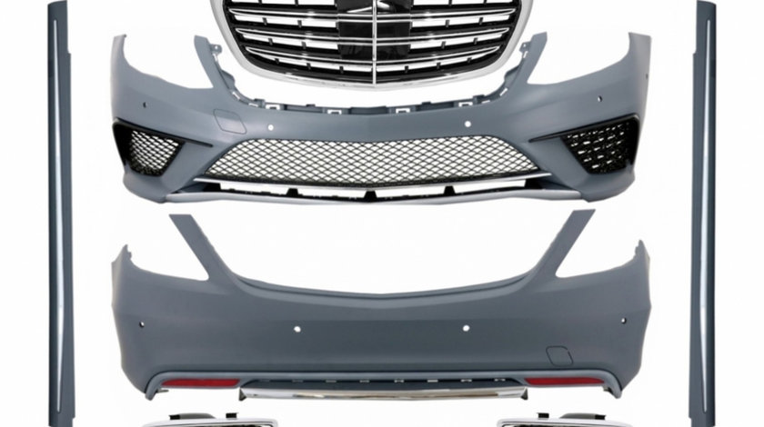 Pachet Exterior Cu Ornamente Tobe Crom Si Grila Compatibil Cu Mercedes-Benz S-Class W222 2013-06.2017 S63 Design COCBMBW222AMGS63WOLFG
