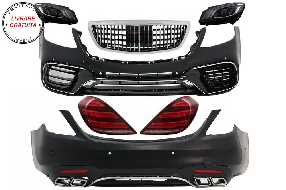 Pachet Exterior Mercedes S-Class W222 Facelift (2013-06.2017) S63 Design cu Lumini