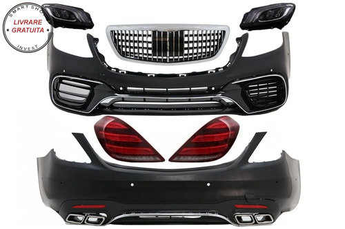Pachet Exterior Mercedes S-Class W222 Facelift (2013-06.2017) S63 Design cu Lumini