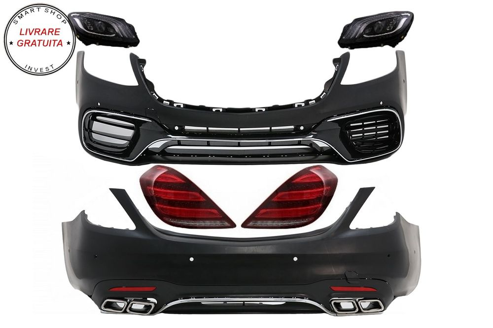 Pachet Exterior Mercedes S-Class W222 Facelift (2013-06.2017) S63 Design cu Lumini