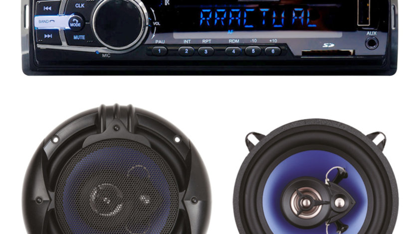 Pachet Radio MP3 player auto PNI Clementine 8524BT 4x45w + Difuzoare auto coaxiale PNI HiFi650, 120W, 16.5 cm PNI-AK004
