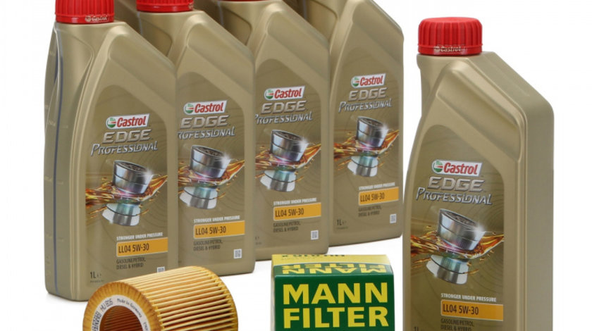 Pachet Revizie Bmw Ulei motor Castrol Edge LL04 5W-30 8L + Filtru Ulei Mann Filter HU816X