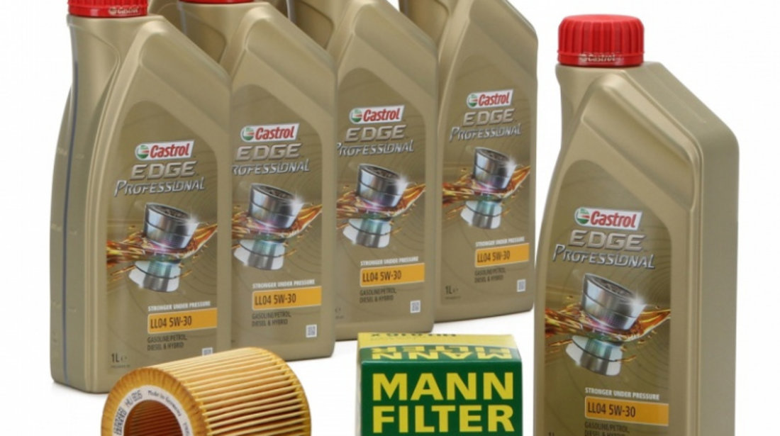 Pachet Revizie Bmw Ulei motor Castrol Edge LL04 5W-30 7L + Filtru Ulei Mann Filter HU816X