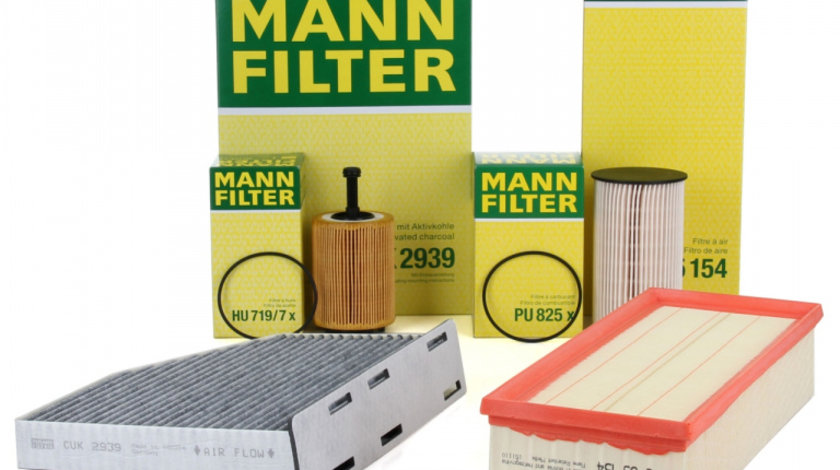 Pachet Revizie Filtre Aer + Polen + Ulei + Combustibil Mann Filter Audi A3 (8P) TT Seat Leon Skoda Octavia Vw Passat 1.9/2.0 TDI