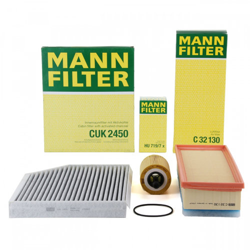 Pachet Revizie Filtre Aer + Polen + Ulei Mann Filter Audi Q5 8R 2008→ 2.0 TDI 120-177 PS C32130 + ...