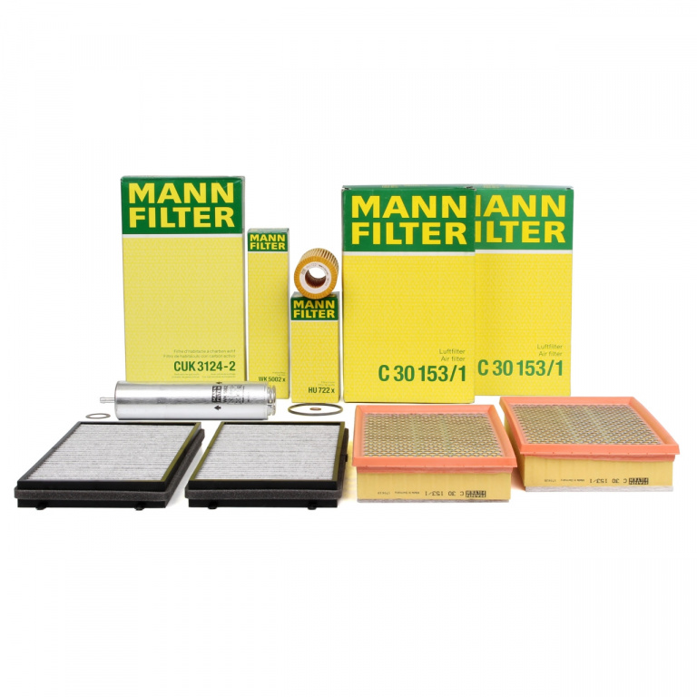 Pachet Revizie Filtru Aer + Polen + Ulei + Combustibil Mann Filter Bmw Seria 7 E65, E66, E67 2001-2009 745d 300 / 329 PS 2XC30153/1+CUK3124-2+HU722X+WK5002X