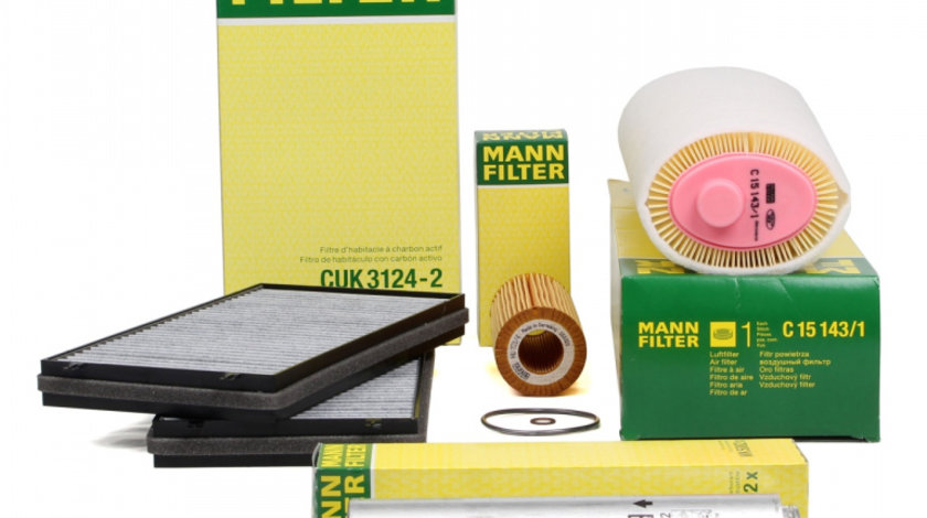 Pachet Revizie Filtru Aer + Polen + Ulei + Combustibil Mann Filter Bmw Seria 7 E65, E66, E67 2001-2009 730d 730Ld 204/211/218/231PS C15143/1+CUK3124-2+HU721/4X+WK5002X