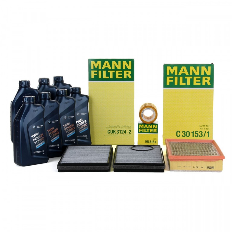Pachet Revizie Filtru Aer + Polen + Ulei Mann Filter + Ulei Motor Bmw Twin Power Turbo 5W-30 7L Bmw Seria 7 E65, E66, E67 2001-2009 730i 258 PS C30153/1+CUK3124-2+HU816X
