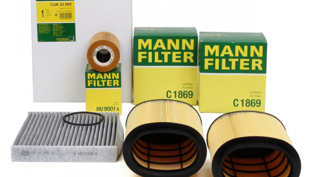 Pachet Revizie Filtru Aer + Polen + Ulei Mann Filter Porsche Panamera 970 2009-2017 4.8 GTS 2 X C1869+CUK22005+HU9001X