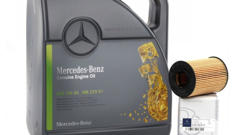Pachet Revizie Mercedes Ulei Motor Mercedes-Benz 229.51 5W-30 5L A000989690613ABDE + Filtru Ulei Oe Mercedes-Benz A2661800009