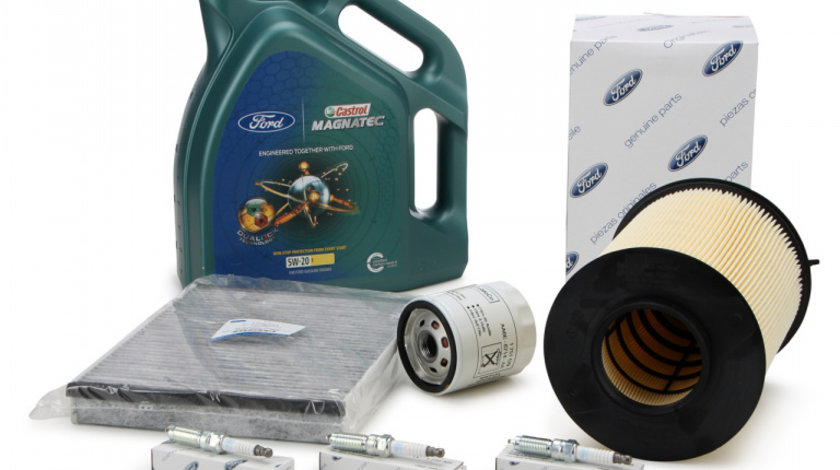 Pachet Revizie Ulei Motor Castrol Magnatec Ford 5W-20 E 5L 15D63F + Set Filtru Aer + Polen + Ulei + 3 Buc Bujie Oe Ford Grand C-Max 2012→ 1848220 + 1709013 + 2468342 + 3 Buc 1770305