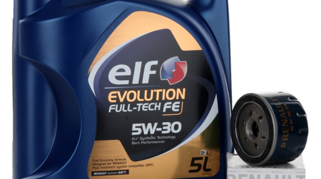 Pachet Revizie Ulei Motor Elf Evolution Full Tech FE 5W-30 5L + Filtru Ulei Oe Renault Clio 2 1998-2005 8200768913