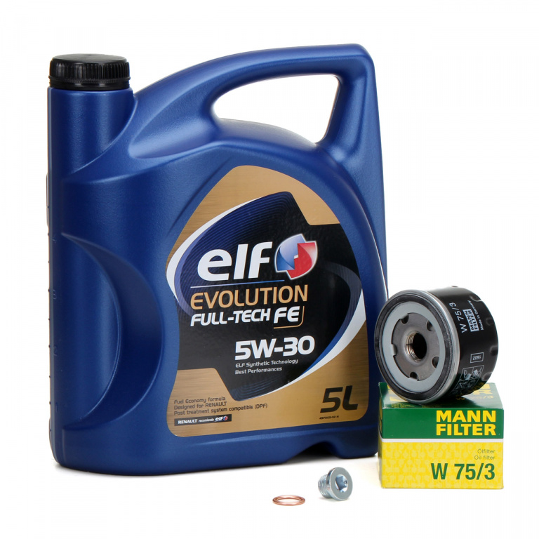 Pachet Revizie Ulei Motor Elf Evolution Full Tech FE 5W-30 5L + Filtru Ulei Mann Filter Opel Movano A 2000-2001 W75/3 + Buson Golire Baie Ulei Fa1 518.471.001 + Garnitura Buson Golire Baie Ulei Fa1 968.330.100