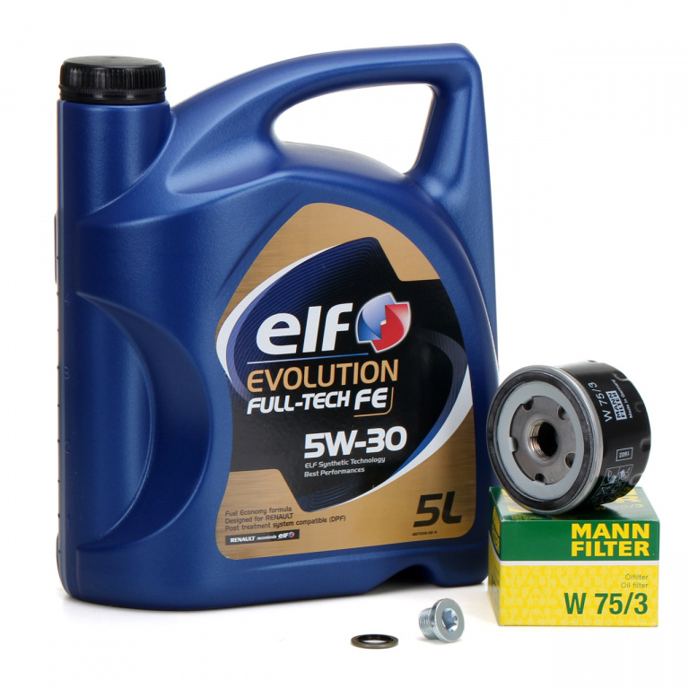 Pachet Revizie Ulei Motor Elf Evolution Full Tech FE 5W-30 5L + Filtru Ulei Mann Filter Jeep Cherokee 1984-2001 W75/3 + Buson Golire Baie Ulei Fa1 518.471.001 + Garnitura Buson Golire Baie Ulei Fa1 542.470.100