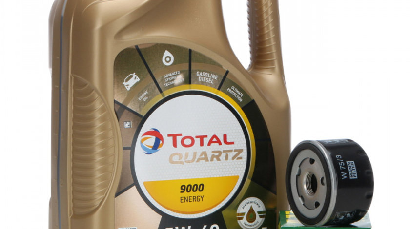 Pachet Revizie Ulei Motor Total Quartz 9000 Energy 5W-40 5L + Filtru Ulei Mann Filter Renault Modus 2004→ W75/3 + Buson Golire Baie Ulei Fa1 518.471.001 + Garnitura Buson Golire Baie Ulei Fa1 542.470.100