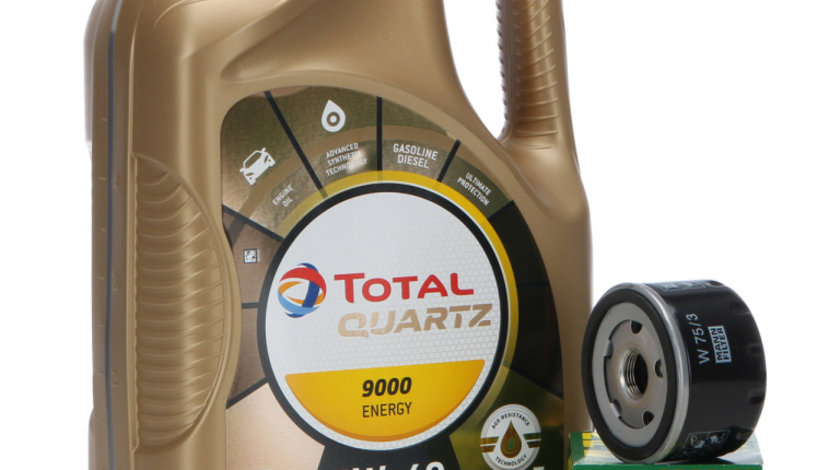 Pachet Revizie Ulei Motor Total Quartz 9000 Energy 5W-40 5L + Filtru Ulei Mann Filter Renault Modus 2004→ W75/3 + Buson Golire Baie Ulei Fa1 518.471.001 + Garnitura Buson Golire Baie Ulei Fa1 968.330.100