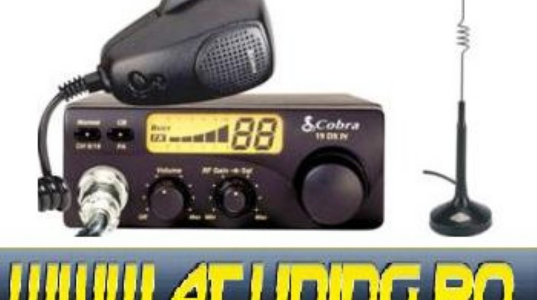 Pachet Statie Radio Auto CB Cobra 19DX + Antena CB Cobra HGA1000, lungime 53.3 cm, baza magnetica