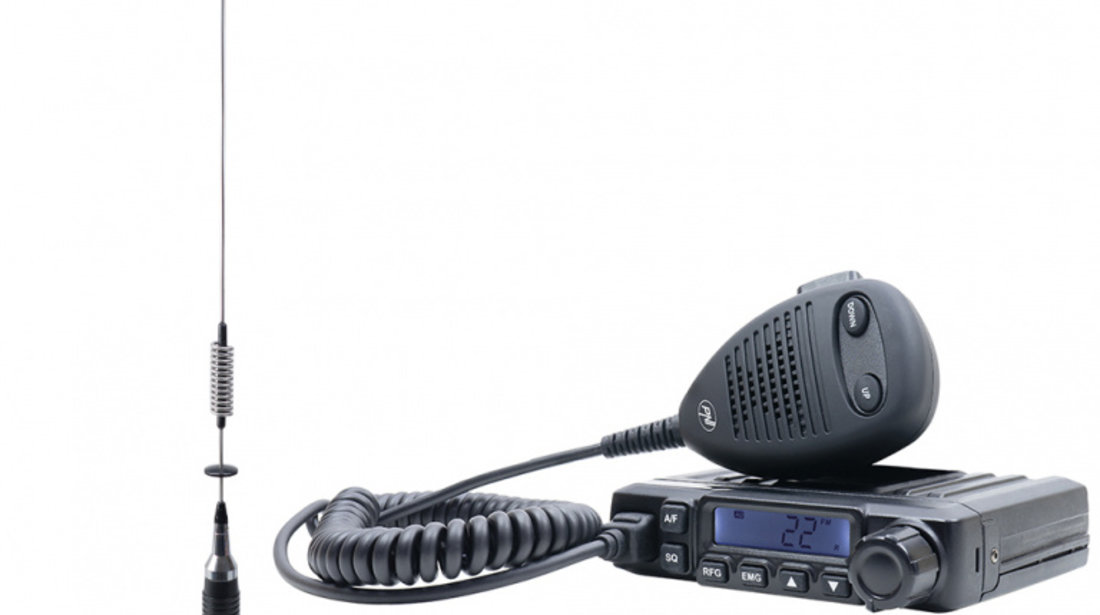 Pachet Statie radio CB PNI ESCORT HP 6500 ASQ, RF Gain, 4W, 12V + Antena CB PNI S75 cu cablu si montura fixa 7-9KM PNI-PACK85