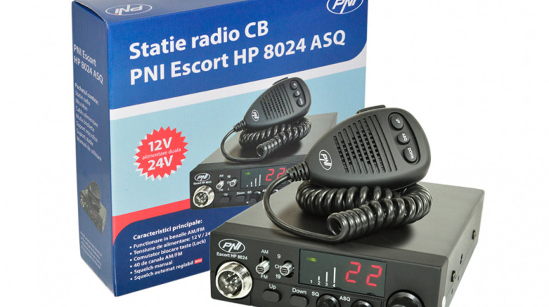 Pachet statie radio CB PNI ESCORT HP 8024 ASQ + Antena CB PNI Extra 48 cu magnet PNI-PACK78