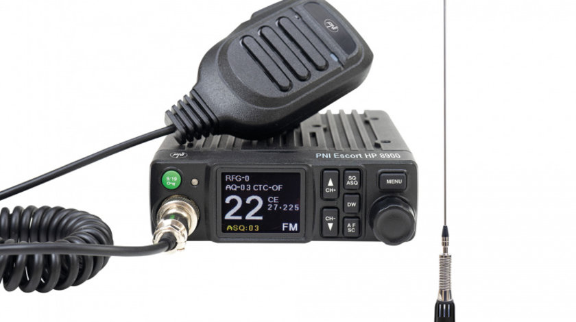 Pachet Statie radio CB PNI Escort HP 8900 ASQ, 12-24V + Antena CB PNI LED 2000 cu baza magnetica PNI-PACK108