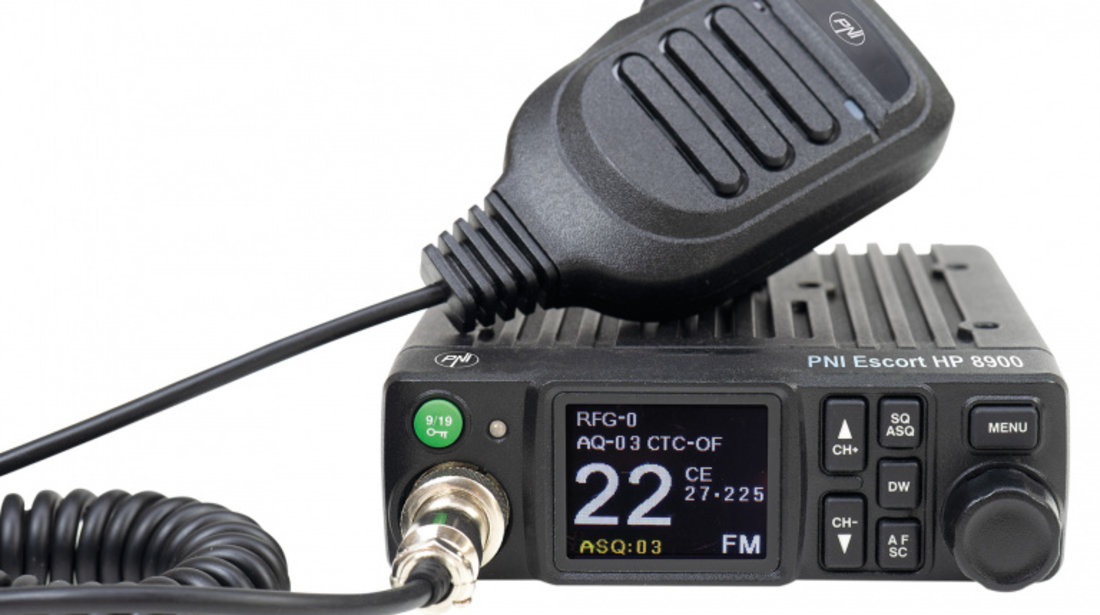 Pachet Statie radio CB PNI Escort HP 8900 ASQ, 12-24V + Antena CB PNI ML100 cu baza magnetica, alimentare 12V/24V, RF Gain, Roger Beep, CTCSS-DCS, Dual Watch PNI-PACK111