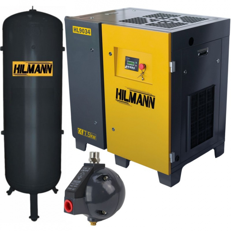 Pachet63 Pachet HILMANN Compresor cu surub 7.5kw - 10 bar, butelie de aer 270 L si valva automata