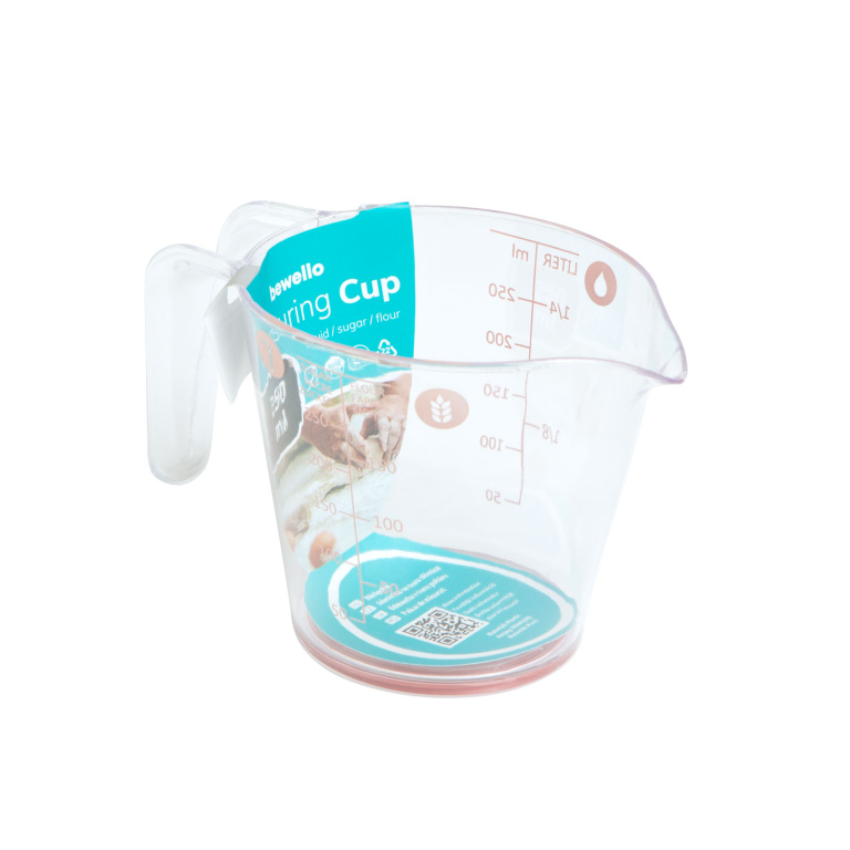 Pahar de măsură - 250 ml - plastic - piersic - 14 x 7,7 x 8,8 cm 57552P