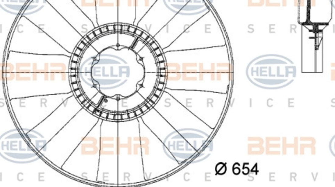 Paleta ventilator, racire motor (8MV376733101 HELLA) IRISBUS,IVECO,MERCEDES-BENZ