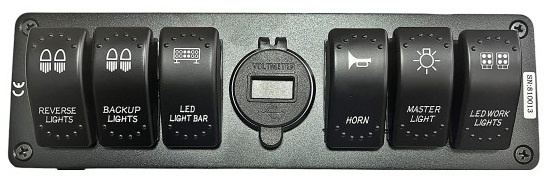 Panou 6 Intrerupatoare Tip Rocket Voltmetru Si USB 22x7cm 12V / 24V SPA072 120924-1