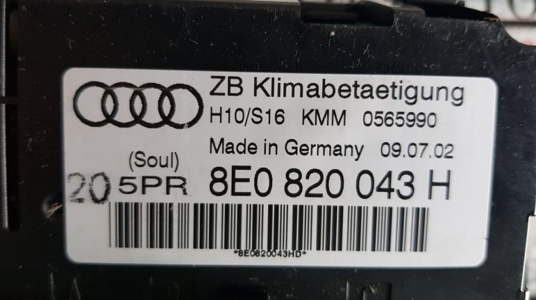 Panou comanda clima Audi A4 B6 8e0820043h
