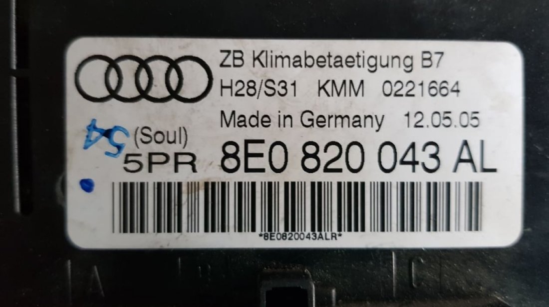 Panou comanda clima Audi A4 B7 8e0820043al