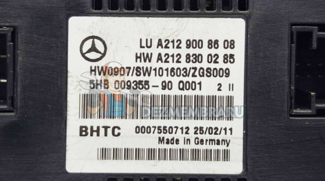 Panou comanda clima Mercedes Clasa E (W207) Coupe [Fabr 2009-2012] A2129008608
