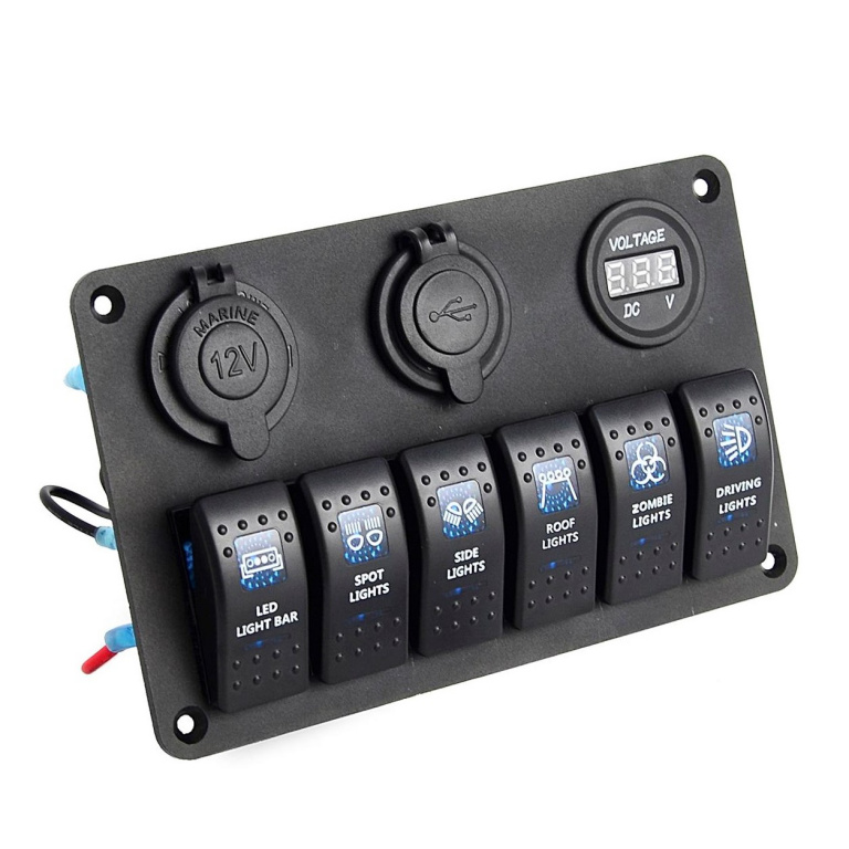 Panou Intrerupatoare Voltmetru USB Priza 12V Si 6 Intrerupatoare SP10 090818-4