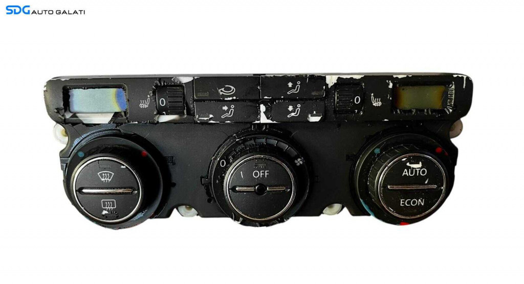 Panou Modul Unitate Comanda AC Aer Conditionat Clima Climatronic Dublu Dual Zone cu Incalzire in Scaun Scaune PENTRU PIESE Volkswagen Golf 5 Plus 2004 - 2008 (Butoane Exfoliate Display Stricat) [LC0624]