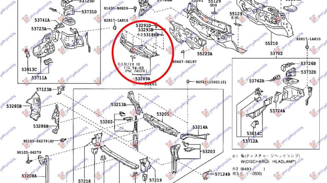 Panou superior fata Toyota Prius 2004-2009 NOU 53289-47010 (acoperire suport radiator)