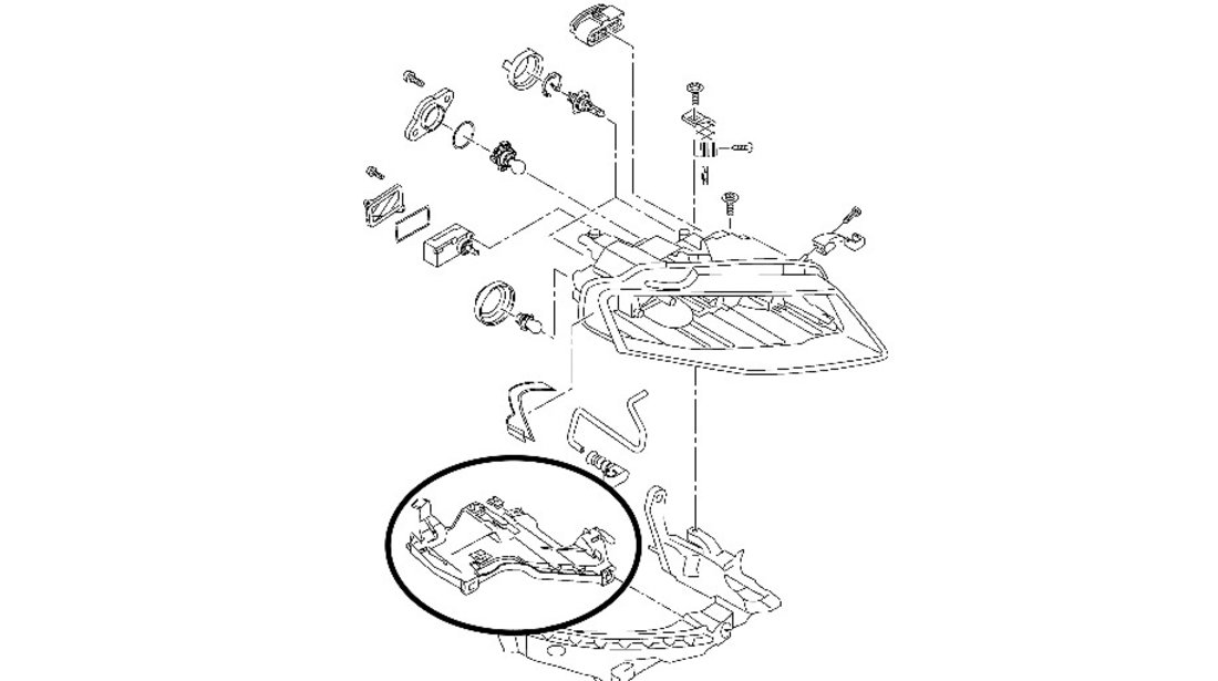 Panou Suport inferior far dreapta Audi A4 B8 2008-2011 NOU 8K0941454 (PLASTIC)