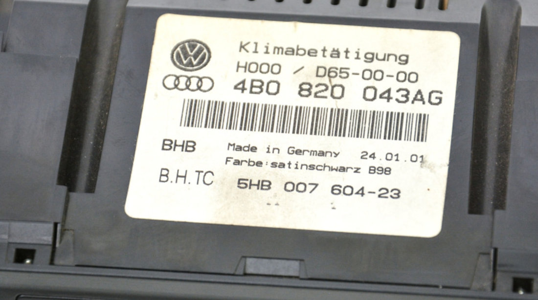 Panou Ventilatie / Panou Comanda Clima / Ac Clima / Climatronic Audi A6 (4B, C5) 1997 - 2005 4B0820043AG, 4B0 820 043 AG, 4B0 820 043, 4B0820043, 5HB00760423, 5HB 007 604-23, 5HB 007 604, 5HB007604