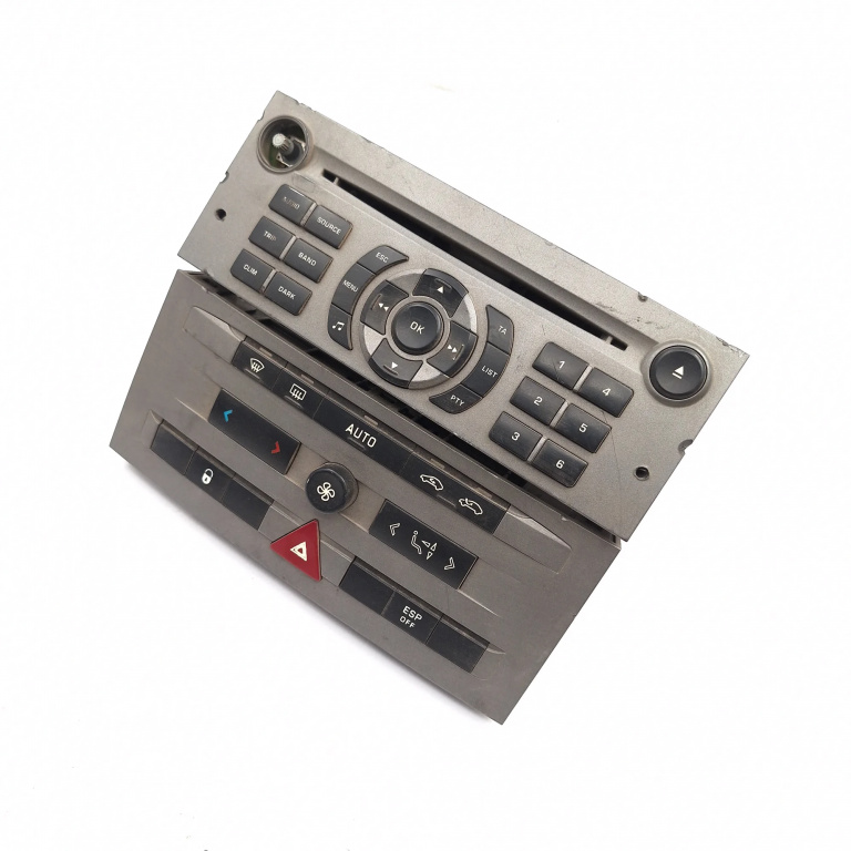 Panou Ventilatie / Panou Comanda Clima / Ac Peugeot 407 2004-2011 Ac / Aer Conditionat Clima / Climatronic 9646871777, 96470287Xt, Rd4N200, 0306531002, 96573326Yw03, 96573326Yw, Vp4Puh18C612Ck, Vp4Puh 18C612 Ck, D2L2E12 Blaupunkt / Visteon / Lk