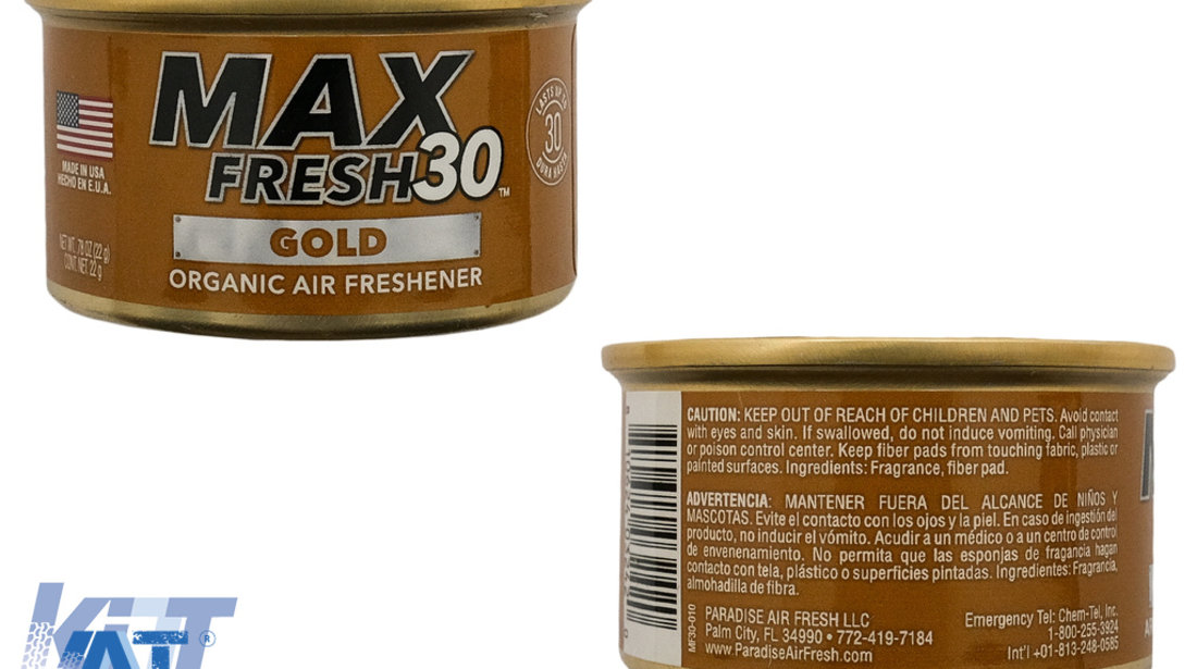 Paradise Aer Fresh Odorizant Organic Tip Conserva Max Fresh 30 4 Bucati Gold