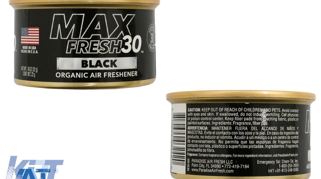 Paradise Aer Fresh Odorizant Organic Tip Conserva Max Fresh 30 6 Bucati Black